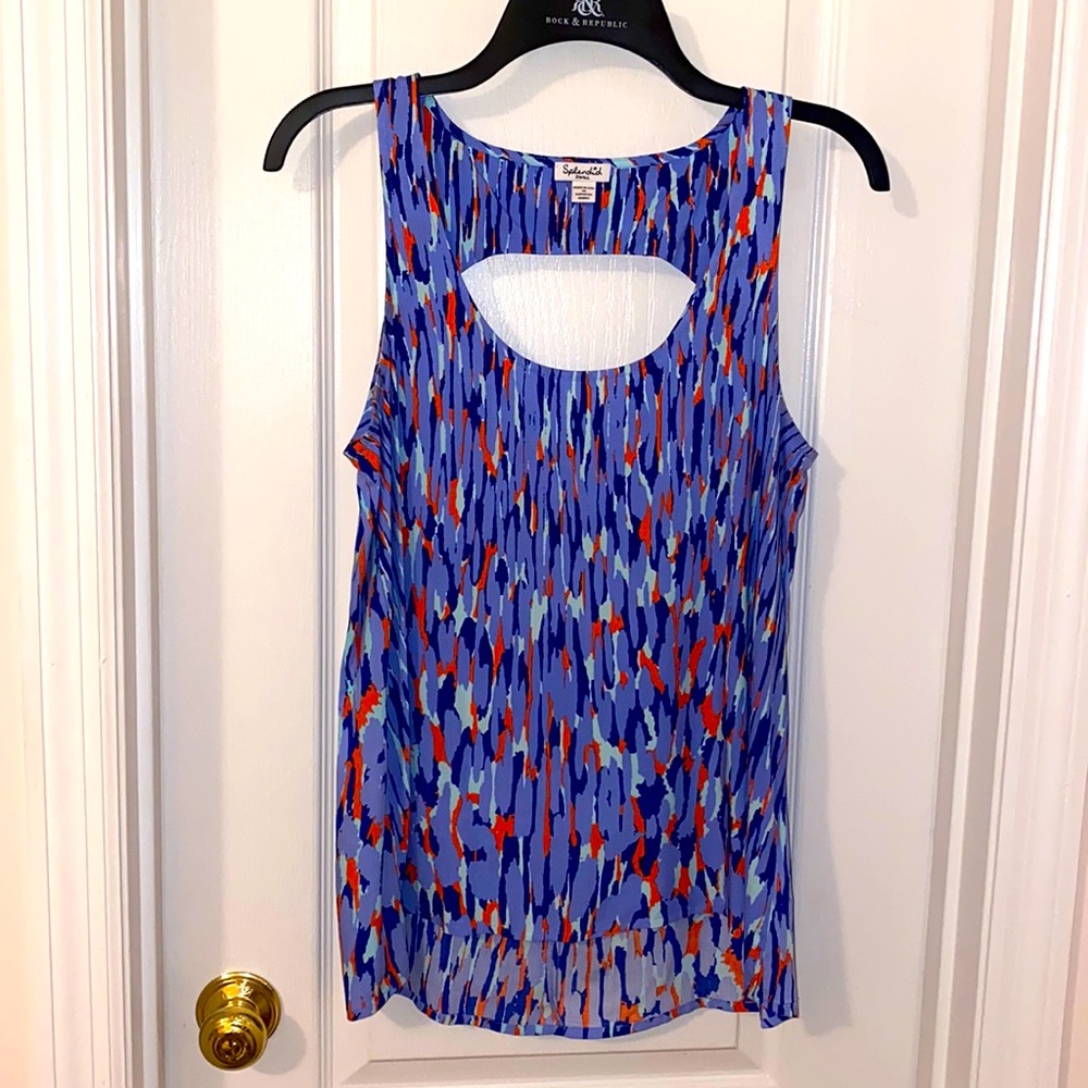 Splendid,  Lavender Blue & Orange Open Back Tank Top Sz S